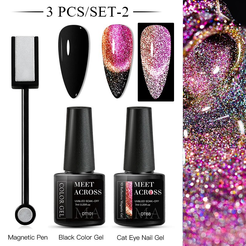Zestaw magnetycznych lakierów żelowych 9D Cat Eye UV/LED Czerwony