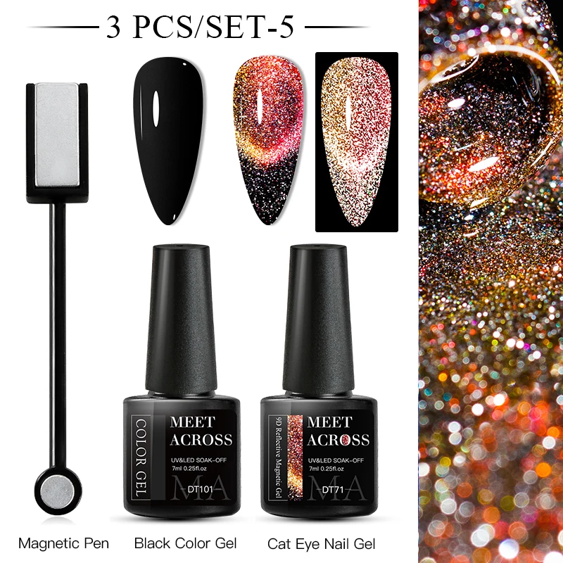 Zestaw magnetycznych lakierów żelowych 9D Cat Eye UV/LED Niebieski