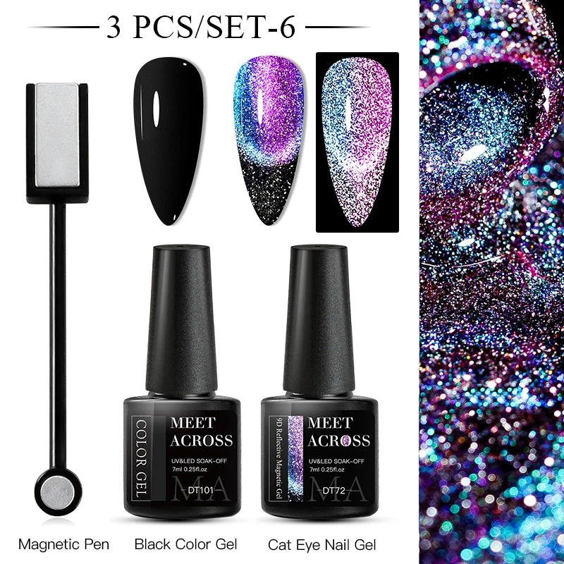 Zestaw magnetycznych lakierów żelowych 9D Cat Eye UV/LED żółty
