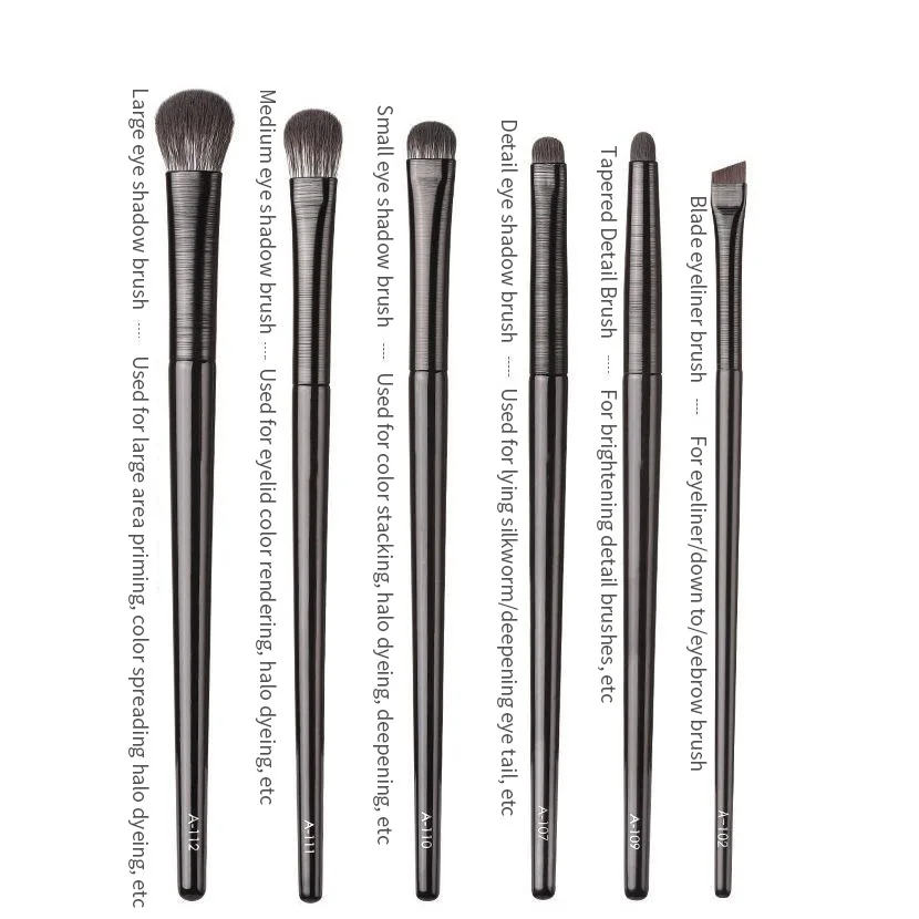 Zestaw pędzli do makijażu oczu — brwi, cienie, eyeliner Biały