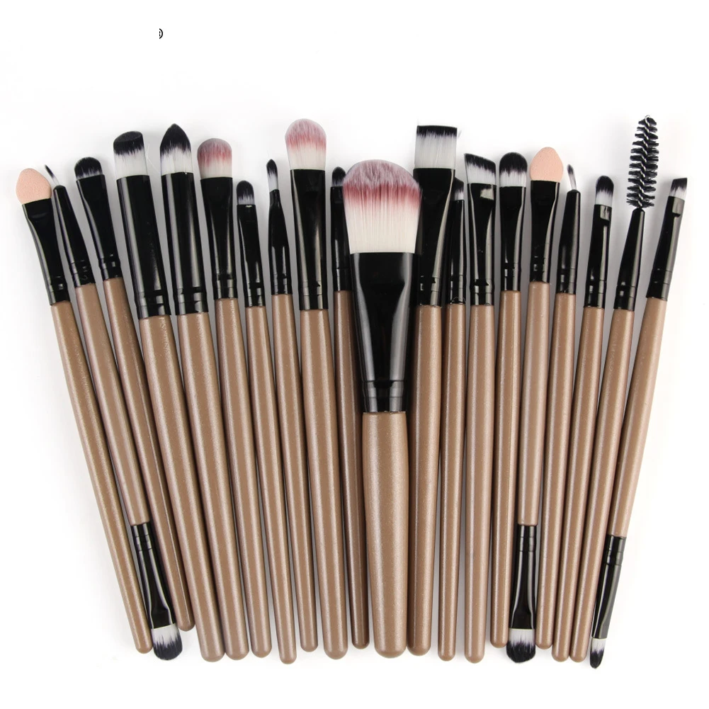 Zestaw 5-20 pędzli do makijażu OWOSC — cienie, eyeliner, róż Beżowy