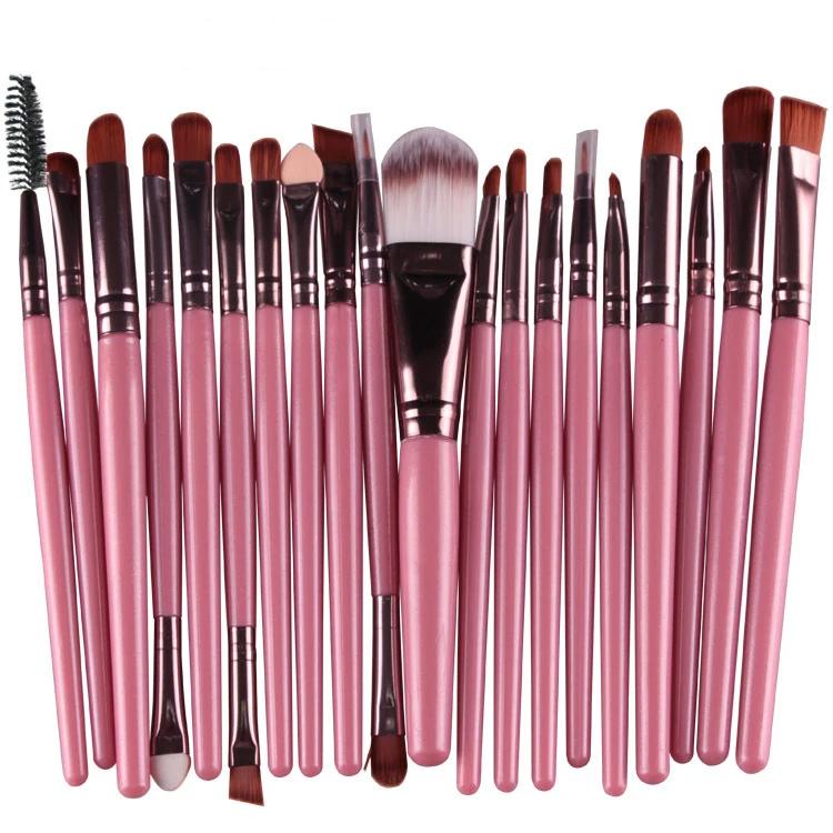 Zestaw 5-20 pędzli do makijażu OWOSC — cienie, eyeliner, róż Biały