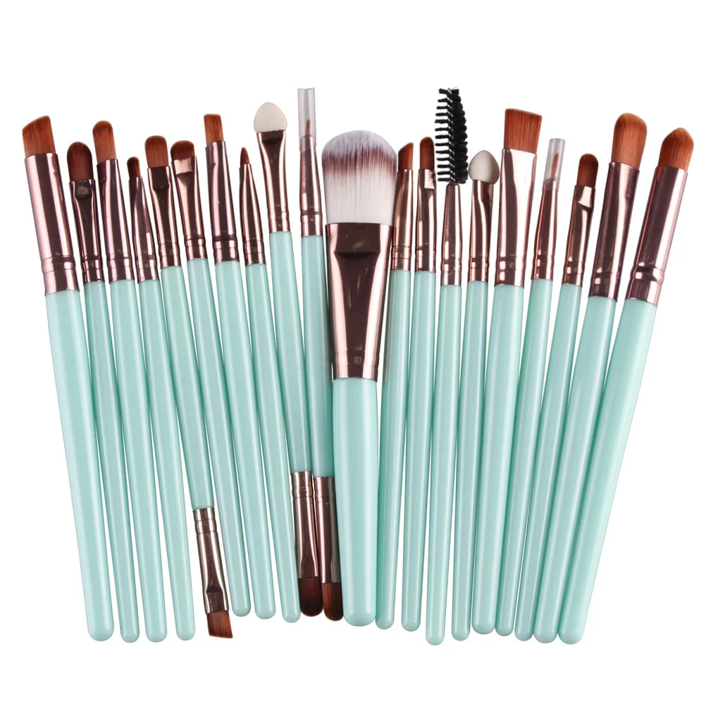 Zestaw 5-20 pędzli do makijażu OWOSC — cienie, eyeliner, róż Jasnożółty