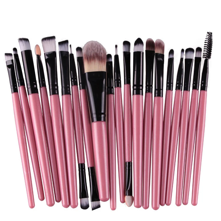 Zestaw 5-20 pędzli do makijażu OWOSC — cienie, eyeliner, róż Jasny