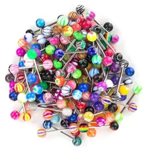 Zestaw piercingów do języka ze stali nierdzewnej i akrylu – 10–30 szt. mix Zielony