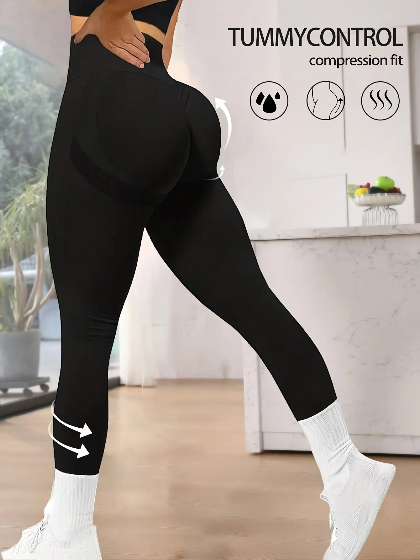Dwuczęściowy zestaw sportowy damski tie-dye z legginsami Beżowy