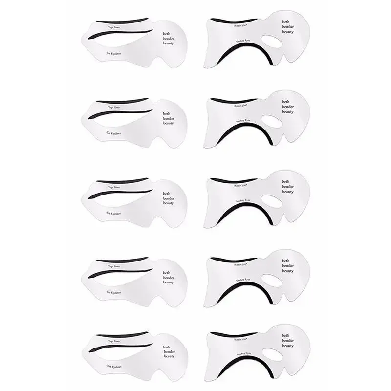 Zestaw 10 szablonów do makijażu oczu winged liner smoky Szary