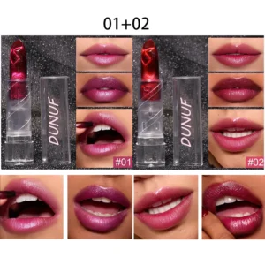Zestaw 2 szminek cat eye z lustrzanym brokátem i efektem zmiany koloru śliwka