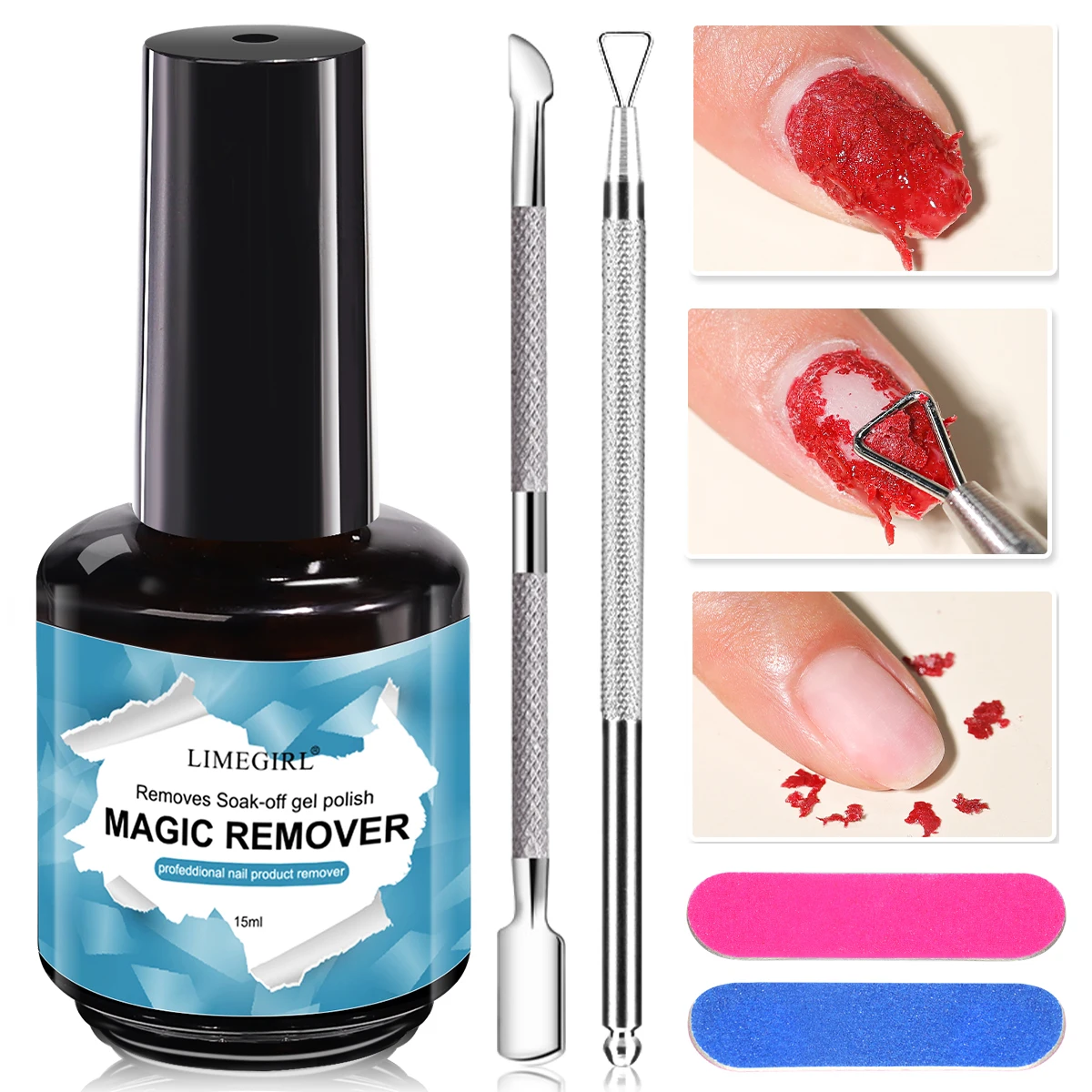 Zestaw do usuwania żelu z paznokci LIMEGIRL — zmywacz UV manicure Czarny
