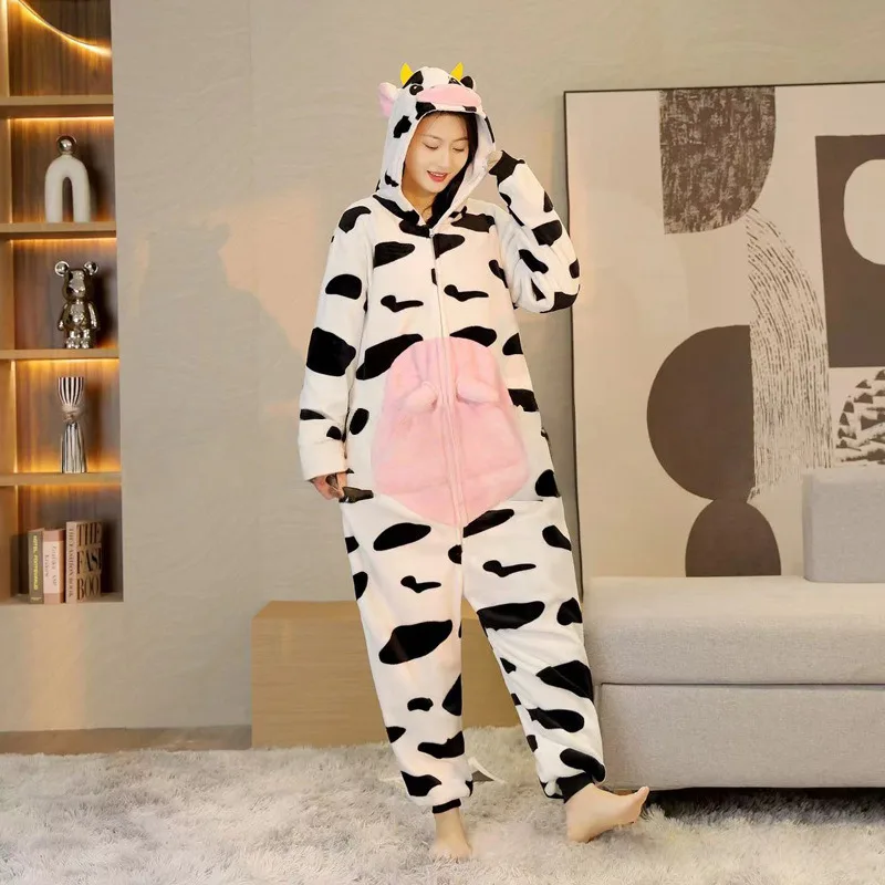 Zimowa piżama kigurumi ze zwierzętami z kapturem Ciemnoszary