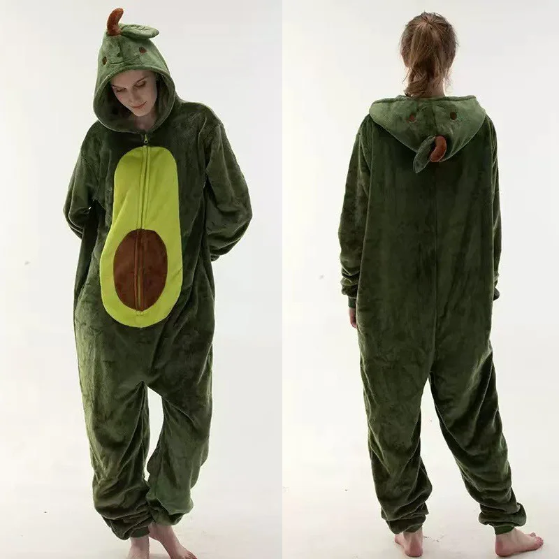 Zimowa piżama kigurumi ze zwierzętami z kapturem Fuksja