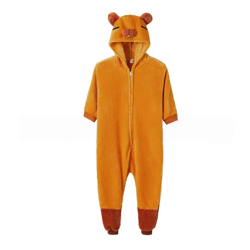 Zimowa piżama kigurumi ze zwierzętami z kapturem Koralowa czerwona