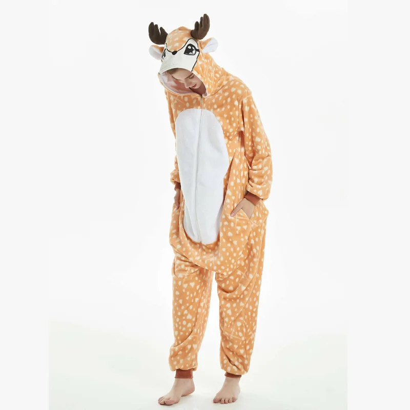 Zimowa piżama kigurumi ze zwierzętami z kapturem Róża czerwona