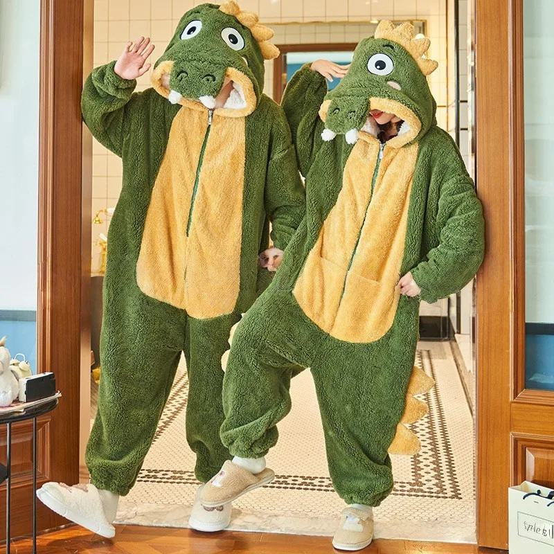 Zimowa piżama kigurumi ze zwierzętami z kapturem Turkusowy