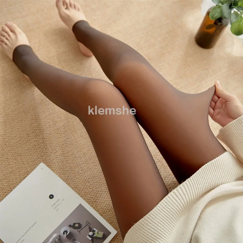 Zimowe rajstopy polarowe damskie termiczne legginsy Błękitny