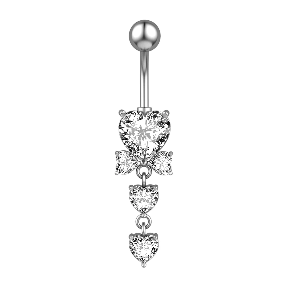 Zwisający piercing pępka wąż wiśnia motyl kryształy CZ Fioletowy