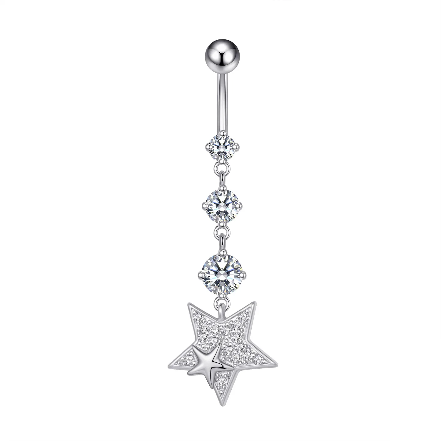 Zwisający piercing pępka wąż wiśnia motyl kryształy CZ Różowy